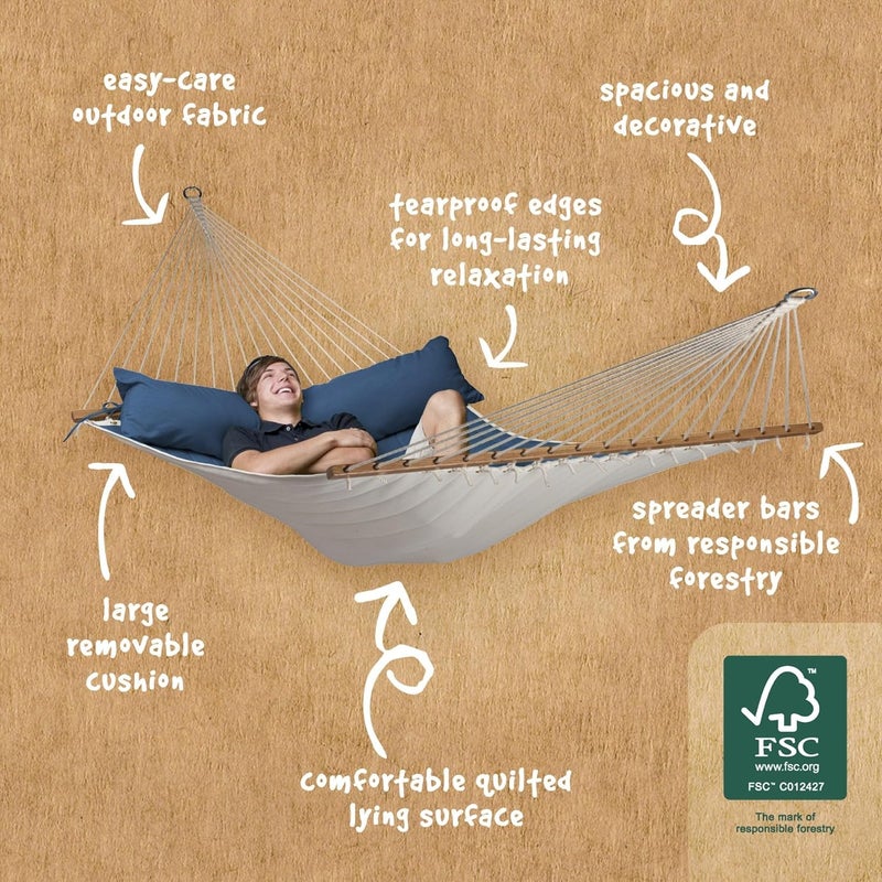 LA SIESTA Alabama Kingsize Spreader Bar Hammock (Size XL - 140 cm) (Navy blue) - Image 5